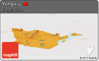 Political Panoramic Map of Yongxiu, cropped outside