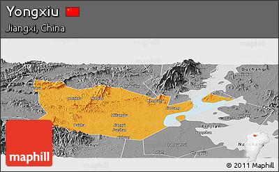 Political Panoramic Map of Yongxiu, desaturated