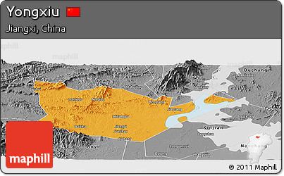 Political Panoramic Map of Yongxiu, desaturated