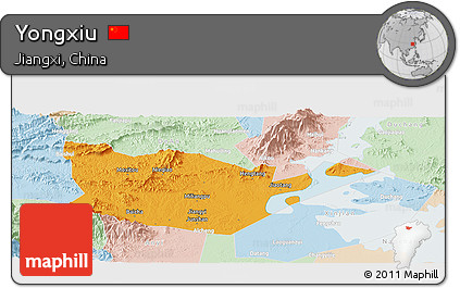 Political Panoramic Map of Yongxiu, lighten