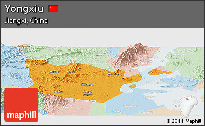 Political Panoramic Map of Yongxiu, lighten
