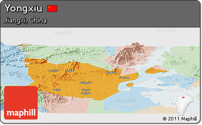 Political Panoramic Map of Yongxiu, lighten