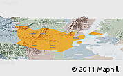 Political Panoramic Map of Yongxiu, lighten, semi-desaturated