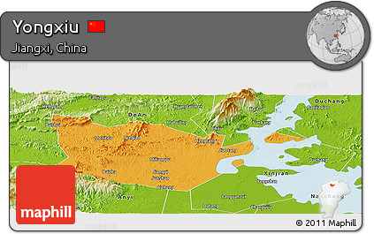 Political Panoramic Map of Yongxiu, physical outside