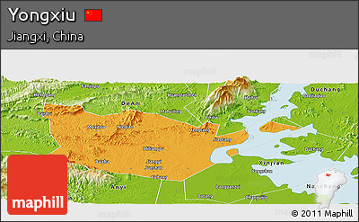 Political Panoramic Map of Yongxiu, physical outside