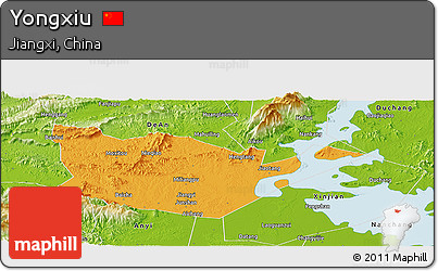 Political Panoramic Map of Yongxiu, physical outside