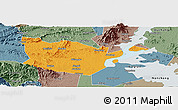 Political Panoramic Map of Yongxiu, semi-desaturated