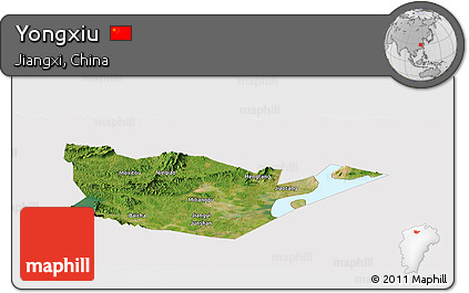 Satellite Panoramic Map of Yongxiu, cropped outside