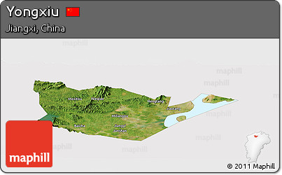Satellite Panoramic Map of Yongxiu, cropped outside