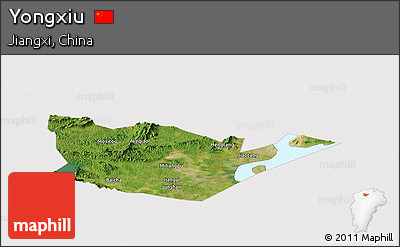 Satellite Panoramic Map of Yongxiu, cropped outside
