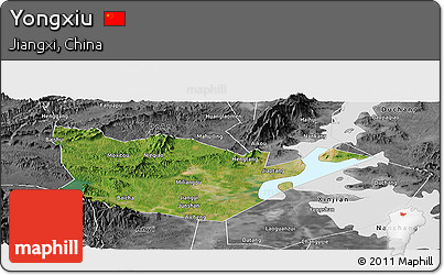 Satellite Panoramic Map of Yongxiu, desaturated