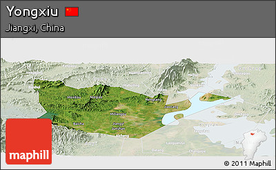 Satellite Panoramic Map of Yongxiu, lighten