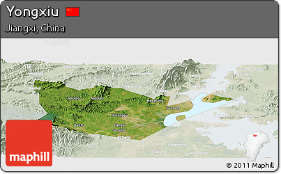 Satellite Panoramic Map of Yongxiu, lighten