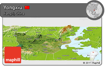 Satellite Panoramic Map of Yongxiu, physical outside