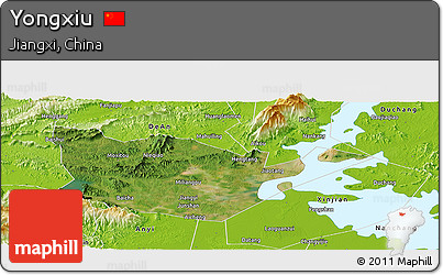 Satellite Panoramic Map of Yongxiu, physical outside