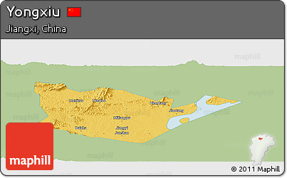Savanna Style Panoramic Map of Yongxiu, single color outside
