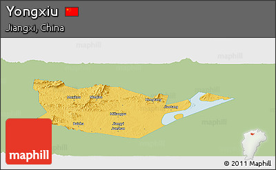 Savanna Style Panoramic Map of Yongxiu, single color outside