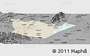 Shaded Relief Panoramic Map of Yongxiu, darken, desaturated