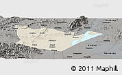 Shaded Relief Panoramic Map of Yongxiu, darken, semi-desaturated