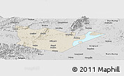 Shaded Relief Panoramic Map of Yongxiu, desaturated