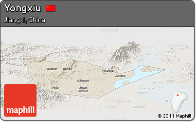 Shaded Relief Panoramic Map of Yongxiu, lighten