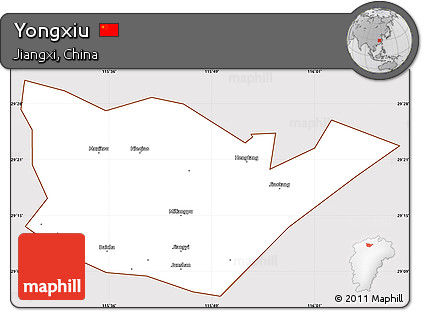 Classic Style Simple Map of Yongxiu, cropped outside