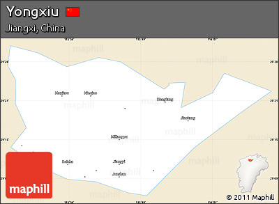 Classic Style Simple Map of Yongxiu, single color outside