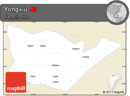 Classic Style Simple Map of Yongxiu, single color outside