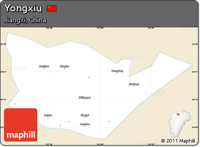 Classic Style Simple Map of Yongxiu, single color outside