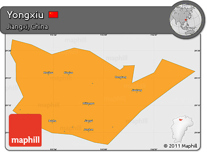 Political Simple Map of Yongxiu, single color outside