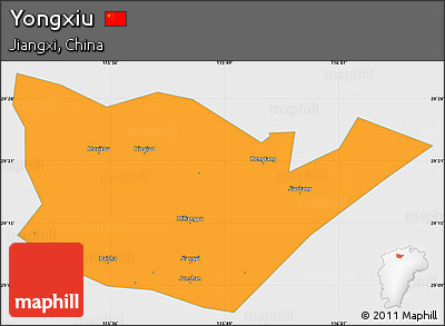 Political Simple Map of Yongxiu, single color outside