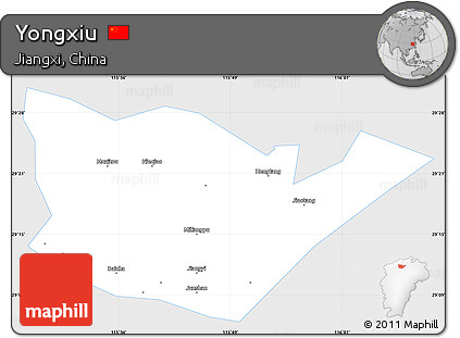 Silver Style Simple Map of Yongxiu, single color outside