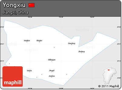 Silver Style Simple Map of Yongxiu, single color outside
