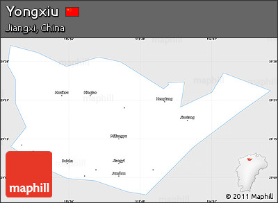 Silver Style Simple Map of Yongxiu, single color outside