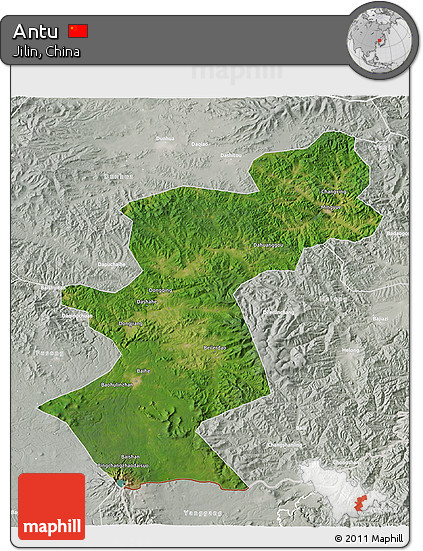 Satellite 3D Map of Antu, lighten, semi-desaturated