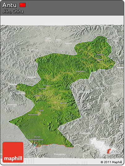 Satellite 3D Map of Antu, lighten, semi-desaturated