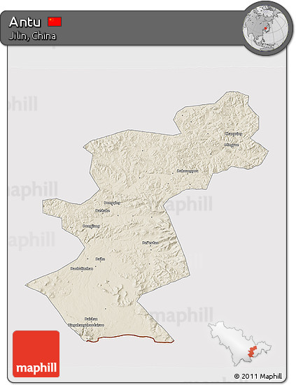 Shaded Relief 3D Map of Antu, cropped outside