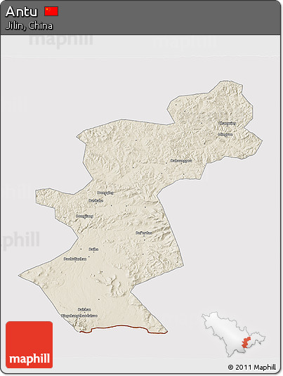 Shaded Relief 3D Map of Antu, cropped outside