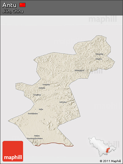 Shaded Relief 3D Map of Antu, cropped outside