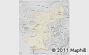 Shaded Relief 3D Map of Antu, desaturated