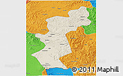 Shaded Relief 3D Map of Antu, political outside