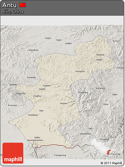 Shaded Relief 3D Map of Antu, semi-desaturated