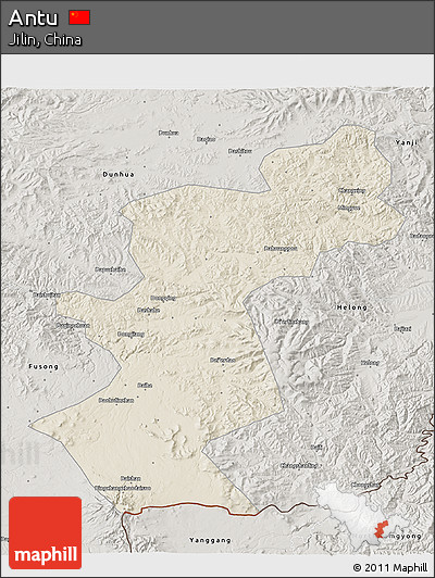 Shaded Relief 3D Map of Antu, semi-desaturated