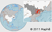 Gray Location Map of Antu, highlighted country, highlighted parent region, hill shading