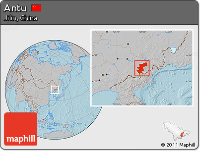 Gray Location Map of Antu, hill shading