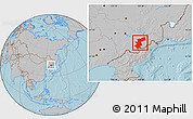 Gray Location Map of Antu, hill shading