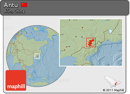Savanna Style Location Map of Antu, hill shading