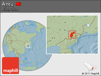 Savanna Style Location Map of Antu, hill shading