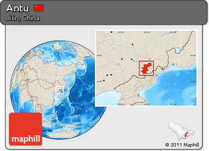 Shaded Relief Location Map of Antu