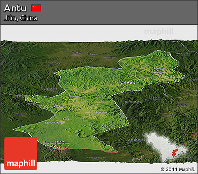 Satellite Panoramic Map of Antu, darken